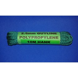 2.5mm green polypropylene guyline 10 meter hank