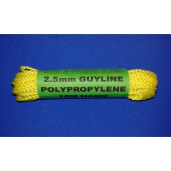 2.5mm yellow polypropylene guyline 10 meter hank