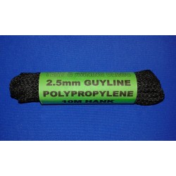 2.5mm black polypropylene guyline 10 meter hank