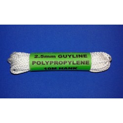 2.5mm white polypropylene guyline 10 meter hank